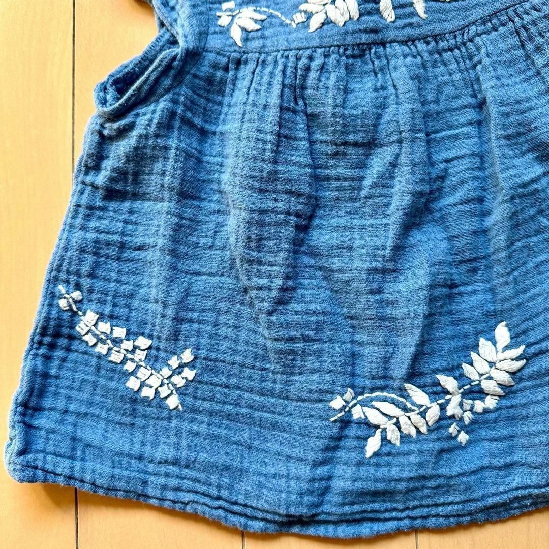 Bonpoint(ボンポワン)のブラウス 80 女の子 刺繍 ガーゼ フレンチスリーブ ノースリーブ 90 春夏 キッズ/ベビー/マタニティのベビー服(~85cm)(シャツ/カットソー)の商品写真