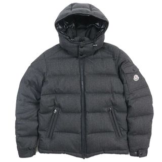 モンクレール(MONCLER)の美品△MONCLER モンクレール MONTGENEVRE モンジュネーブル ロゴワッペン・フード付き ウールダウンジャケット チャコールグレー 1 正規品 メンズ(ダウンジャケット)