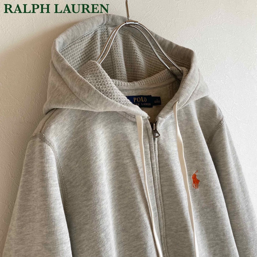 POLO RALPH LAUREN(ポロラルフローレン)のポロラルフローレン ロゴ刺繍 スウェット ジップパーカー S グレー TALON レディースのトップス(パーカー)の商品写真