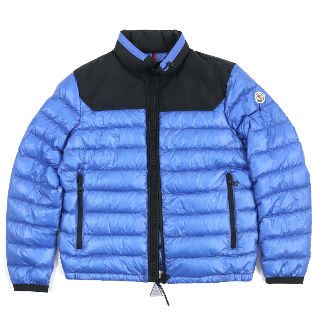 MONCLER(モンクレール)の未使用品△MONCLER モンクレール SILVERE スクリーンプリント ロゴワッペン ZIP UP ダウンジャケット ブルー ブラック 2 正規品 メンズ メンズのジャケット/アウター(ダウンジャケット)の商品写真