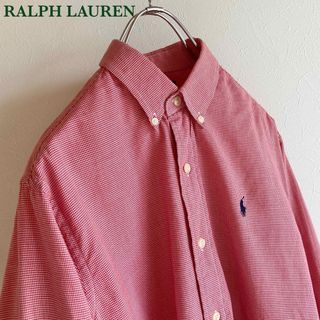 ラルフローレン(Ralph Lauren)のUSA製 ビンテージ ラルフローレン 千鳥格子 チェック BD シャツ 18 赤(シャツ/ブラウス(長袖/七分))