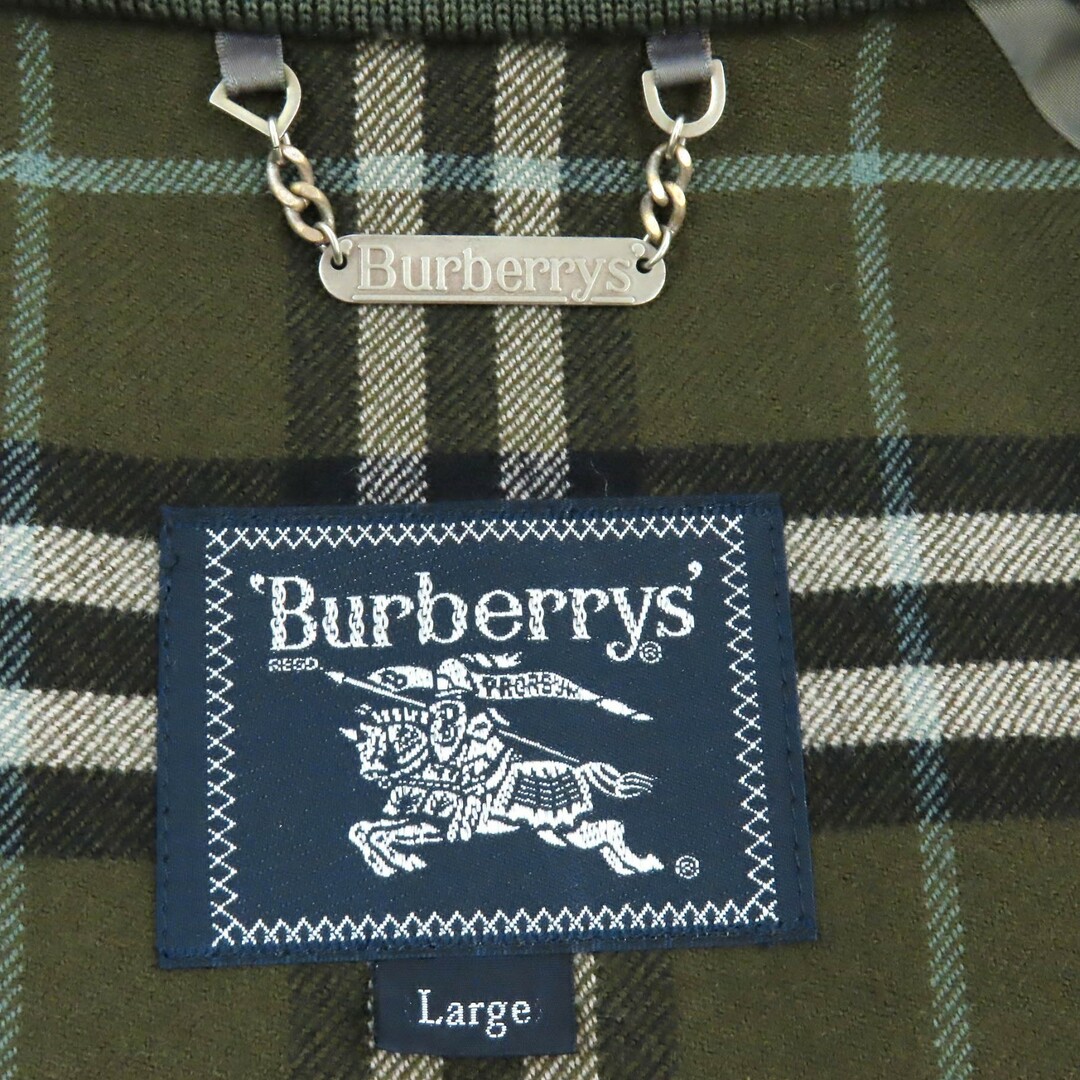 BURBERRY(バーバリー)の極美品△Burberrys バーバリー ヴィンテージ 裏地チェック柄 ロゴ刺繍 ジップアップ ウールジャケット ブルゾン カーキ L メンズ メンズのジャケット/アウター(ブルゾン)の商品写真