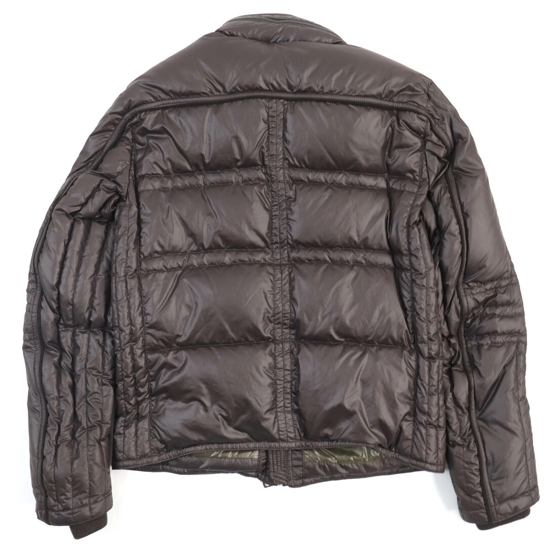 MONCLER(モンクレール)の良品△MONCLER モンクレール CLEVELAND ロゴワッペン付き ジップアップ ライダース型 ダウンジャケット ダークブラウン 1 メンズ メンズのジャケット/アウター(ダウンジャケット)の商品写真