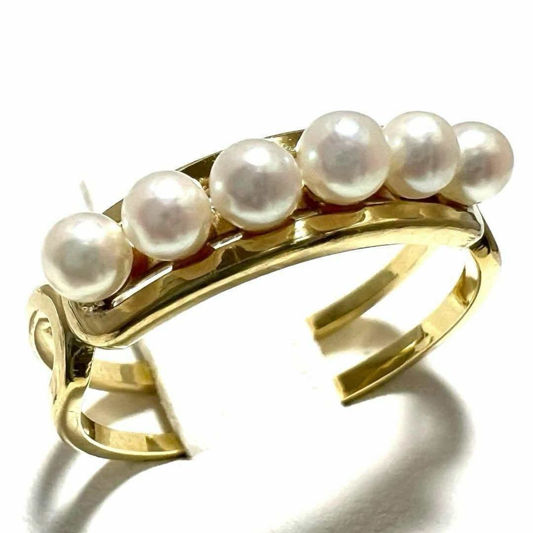 MIKIMOTO(ミキモト)の【13号・6連】ミキモト　指輪　リング　ベビー　パール　真珠 ゴールド　K18 レディースのアクセサリー(リング(指輪))の商品写真