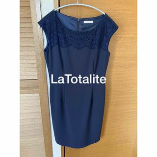 ラトータリテ(La TOTALITE)の【極美品】ラ トータリテ　ノースリーブワンピース　ネイビー(ひざ丈ワンピース)