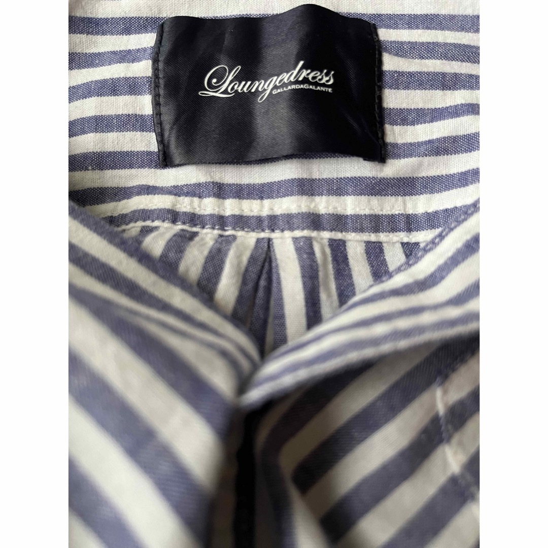Loungedress(ラウンジドレス)のラウンジドレス  ストライプシャツ トップス ブルー系  レディースのトップス(シャツ/ブラウス(長袖/七分))の商品写真