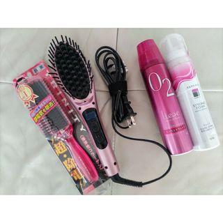 ブラシヘアアイロン&静電気防止ブラシ　セット(ヘアアイロン)