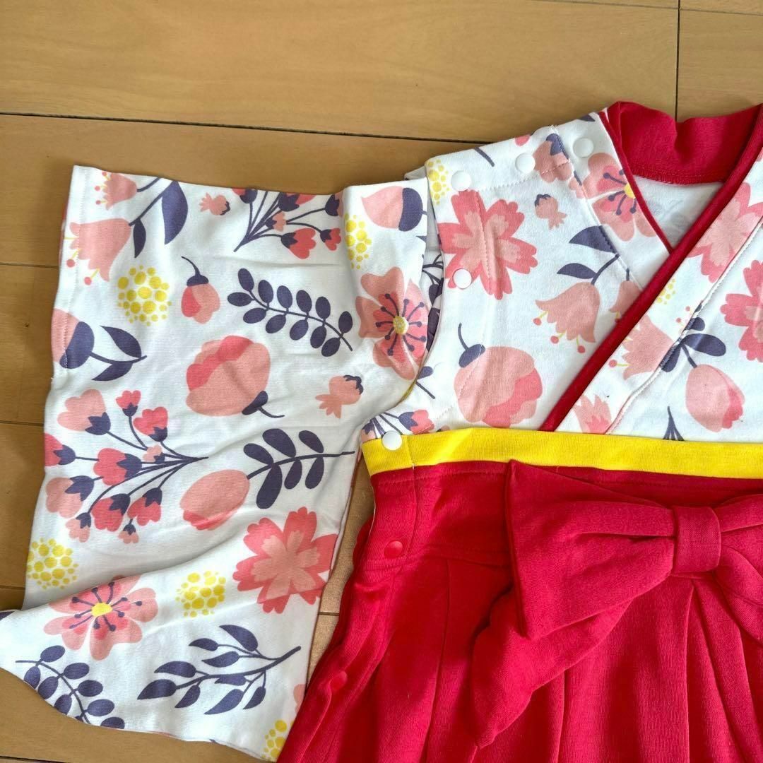 袴 ロンパース 女の子 70 着物 ピンク 初節句 お祝い 誕生日 キッズ/ベビー/マタニティのベビー服(~85cm)(ロンパース)の商品写真