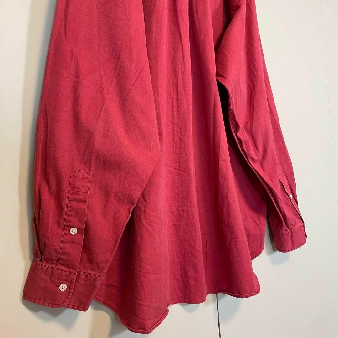 【超オーバーサイズ】ラルフローレン古着ワンポイント刺繍ロゴB.D. 90s赤 メンズのトップス(シャツ)の商品写真