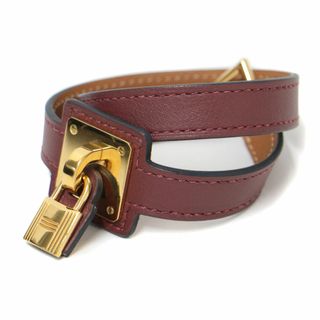 エルメス(Hermes)のHERMES エルメス ブレスレット バングル レザー カデナ オーケリー Z刻印 レッドブラウン系 T2 フランス製 ブランド アクセサリー ジュエリー 【レディース】【中古】【美品】(ブレスレット/バングル)