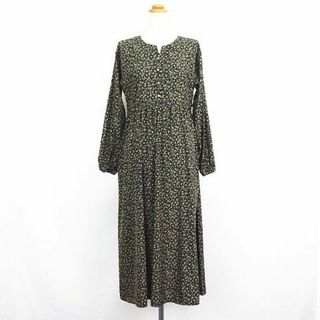 ショコラフィネローブ(chocol raffine robe)のショコラフィネローブ ワンピース 長袖 ロング丈 花柄 バールボタン F 黒(ロングワンピース/マキシワンピース)