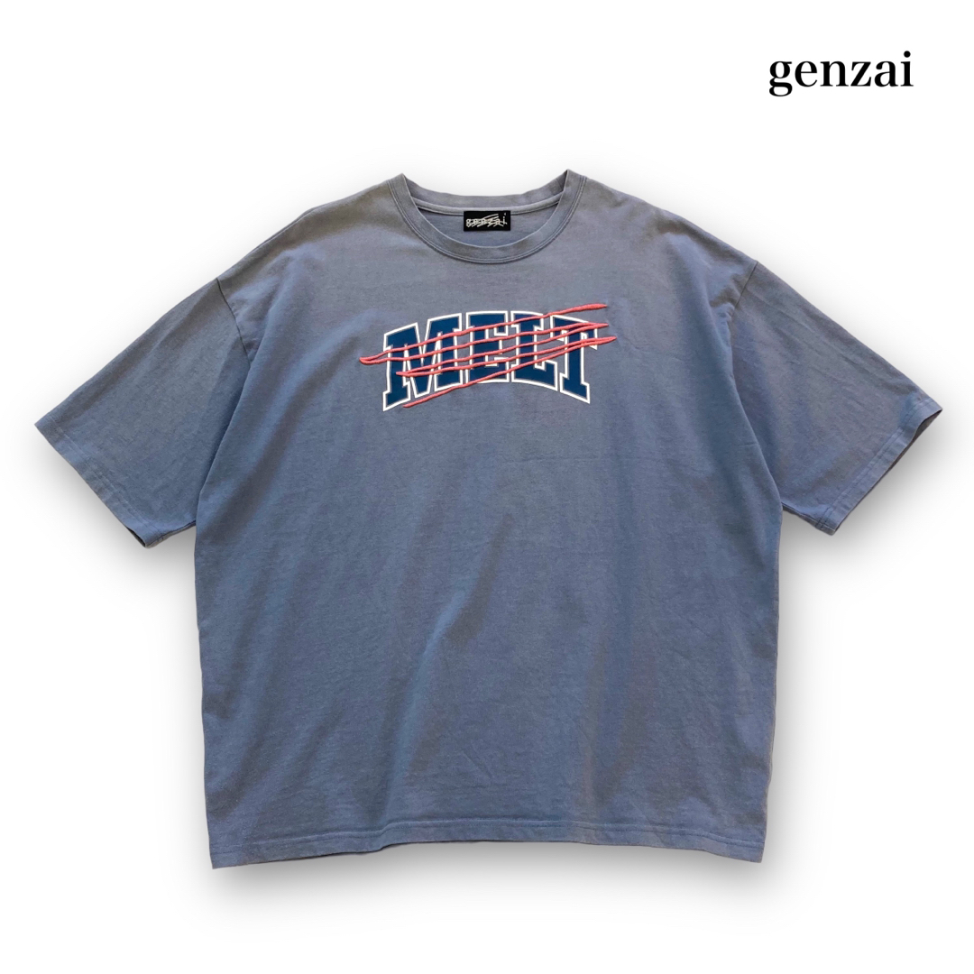 【genzai】ゲンザイ MELT 刺繍 くすみブルー Tシャツ (L) メンズのトップス(Tシャツ/カットソー(半袖/袖なし))の商品写真