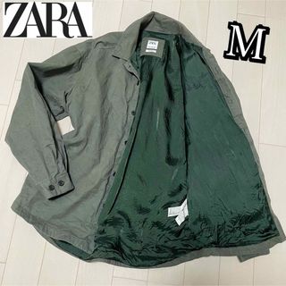 ザラ(ZARA)の激チャラ　ザラ　ZARA 長袖シャツ　グリーン　緑　裏地　オーバーサイズ(シャツ)