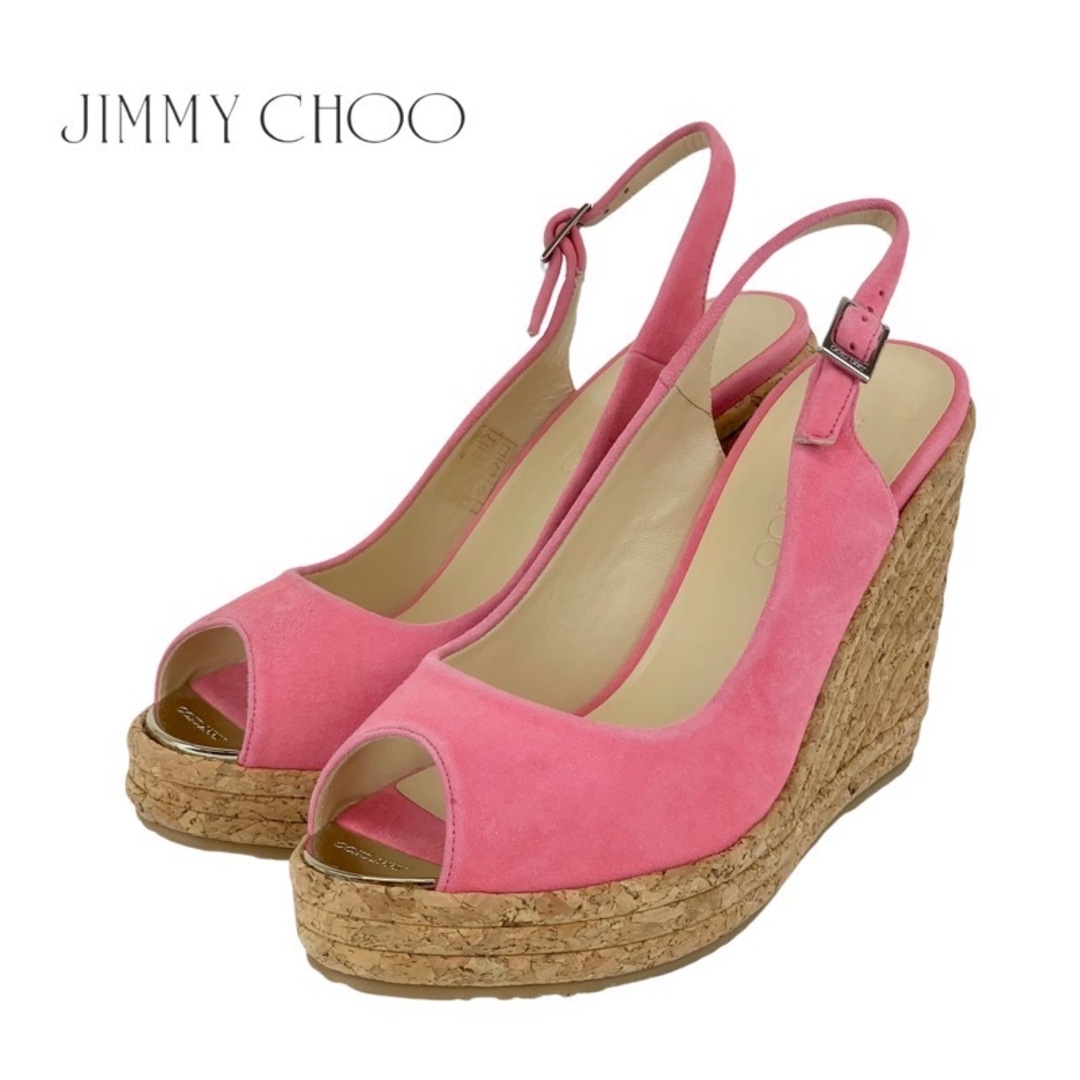 JIMMY CHOO(ジミーチュウ)のジミーチュウ JIMMY CHOO サンダル 靴 シューズ スエード コルク ピンク 未使用 ウェッジソール レディースの靴/シューズ(サンダル)の商品写真