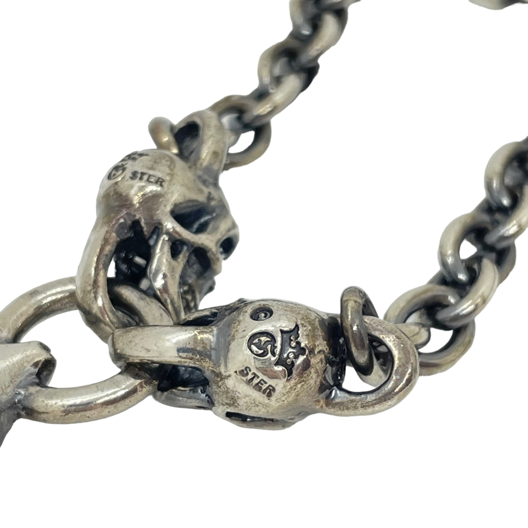 Gaboratory(ガボラトリー)のGaboratory ガボラトリー Quarter 4 Heart Chiseled Cross With Half 2 Skulls Chain Necklace ネックレス メンズ 送料無料 中古 IT1 メンズのアクセサリー(ネックレス)の商品写真
