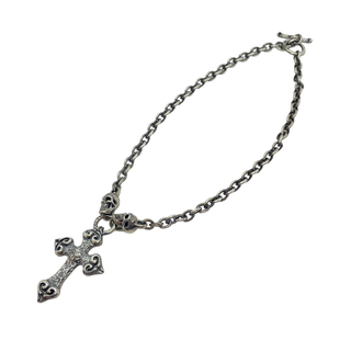 ガボラトリー(Gaboratory)のGaboratory ガボラトリー Quarter 4 Heart Chiseled Cross With Half 2 Skulls Chain Necklace ネックレス メンズ 送料無料 中古 IT1(ネックレス)