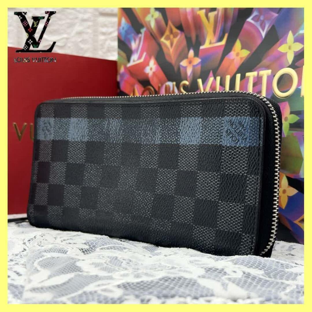 LOUIS VUITTON(ルイヴィトン)の極美品 ルイヴィトン　ジッピーウォレット　ヴェルティカル　ダミエ ブルー 財布 メンズのファッション小物(長財布)の商品写真