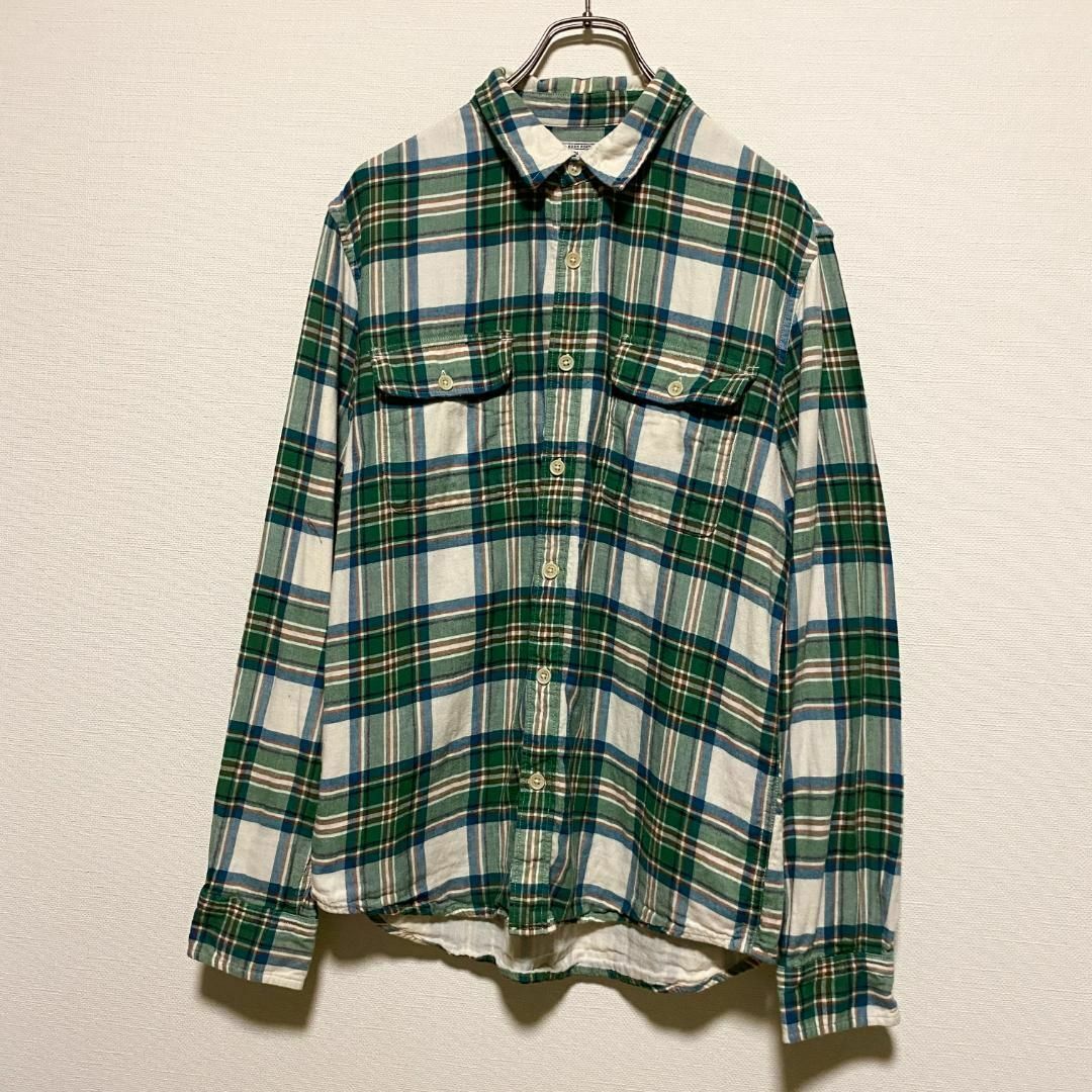 Lucky Brand(ラッキーブランド)のアメリカ古着　ネルシャツ　長袖　シャツ　チェック　Mサイズ　グリーン　P891 メンズのトップス(シャツ)の商品写真