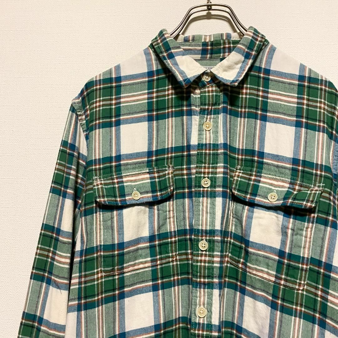 Lucky Brand(ラッキーブランド)のアメリカ古着　ネルシャツ　長袖　シャツ　チェック　Mサイズ　グリーン　P891 メンズのトップス(シャツ)の商品写真