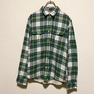 ラッキーブランド(Lucky Brand)のアメリカ古着　ネルシャツ　長袖　シャツ　チェック　Mサイズ　グリーン　P891(シャツ)