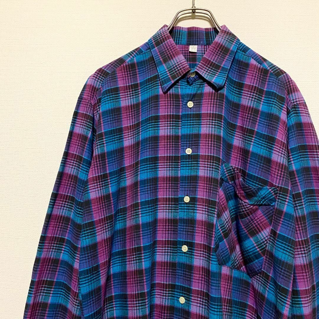 VINTAGE(ヴィンテージ)のアメリカ古着　90s ヴィンテージ　長袖　シャツ　チェックシャツ　P896 メンズのトップス(シャツ)の商品写真