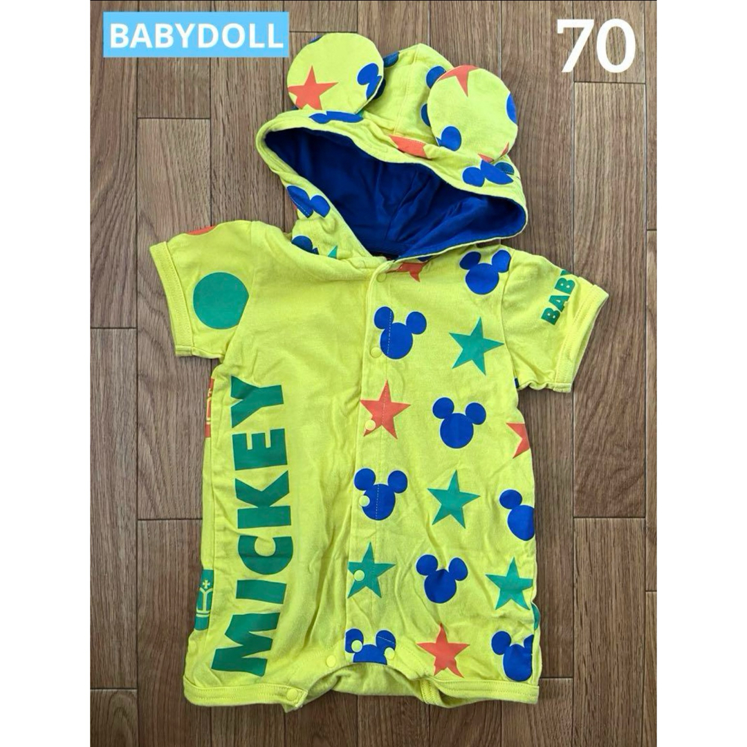 BABYDOLL(ベビードール)のBABYDOLL ベビードール ミッキー 半袖 ロンパース  キッズ/ベビー/マタニティのベビー服(~85cm)(ロンパース)の商品写真