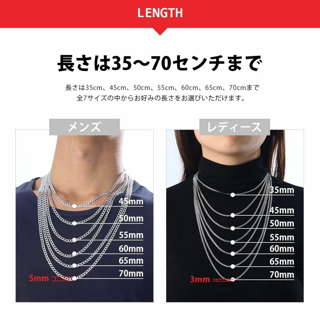 【色: A/3MM】[Suplight] ネックレス チェーン メンズ シルバー レディースのアクセサリー(その他)の商品写真