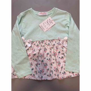 女の子　春色　トップス　ミントグリーン　110 チュニック　ロンT 長袖 春物(Tシャツ/カットソー)