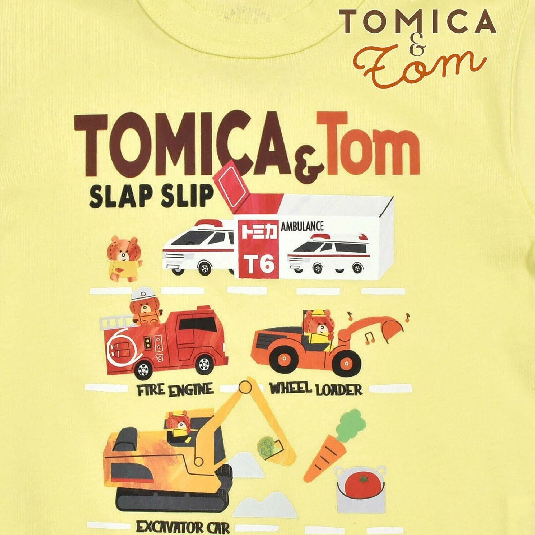 SLAP SLIP(スラップスリップ)の【トミカとトム×SLAPSLIPコラボアイテム】はたらくくるま図鑑風Tシャツ キッズ/ベビー/マタニティのベビー服(~85cm)(Ｔシャツ)の商品写真