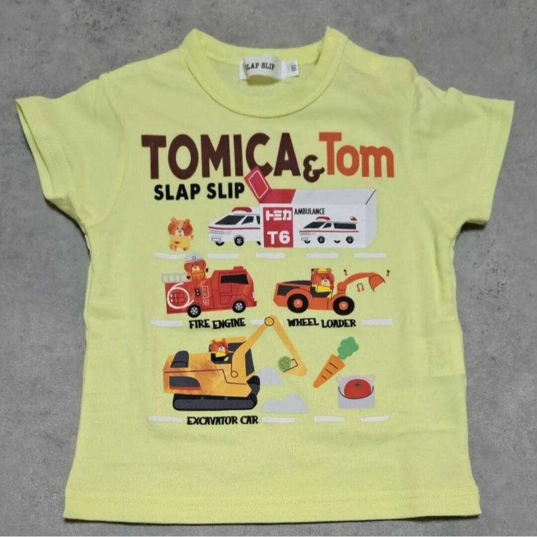 SLAP SLIP(スラップスリップ)の【トミカとトム×SLAPSLIPコラボアイテム】はたらくくるま図鑑風Tシャツ キッズ/ベビー/マタニティのベビー服(~85cm)(Ｔシャツ)の商品写真