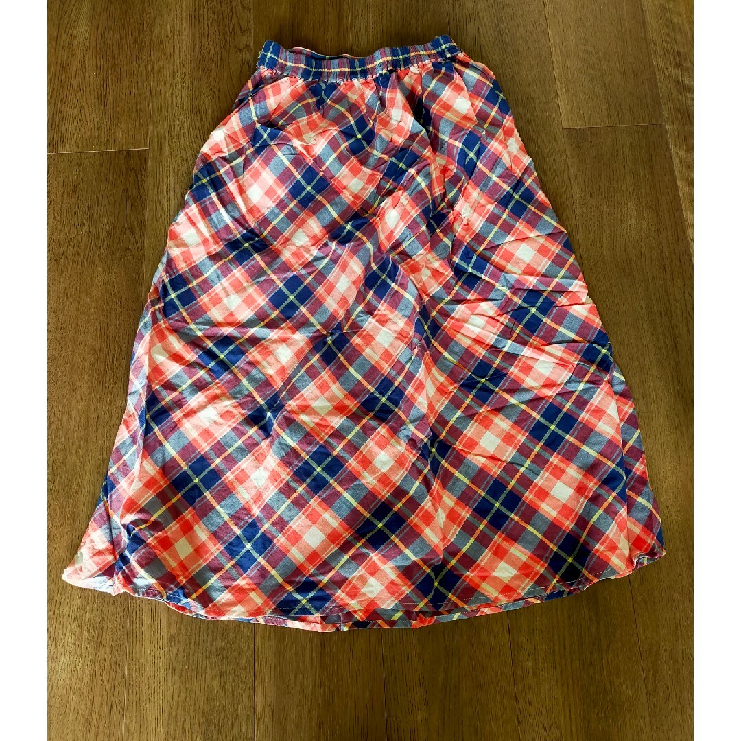 赤　チェック　ロングスカート レディースのスカート(ロングスカート)の商品写真