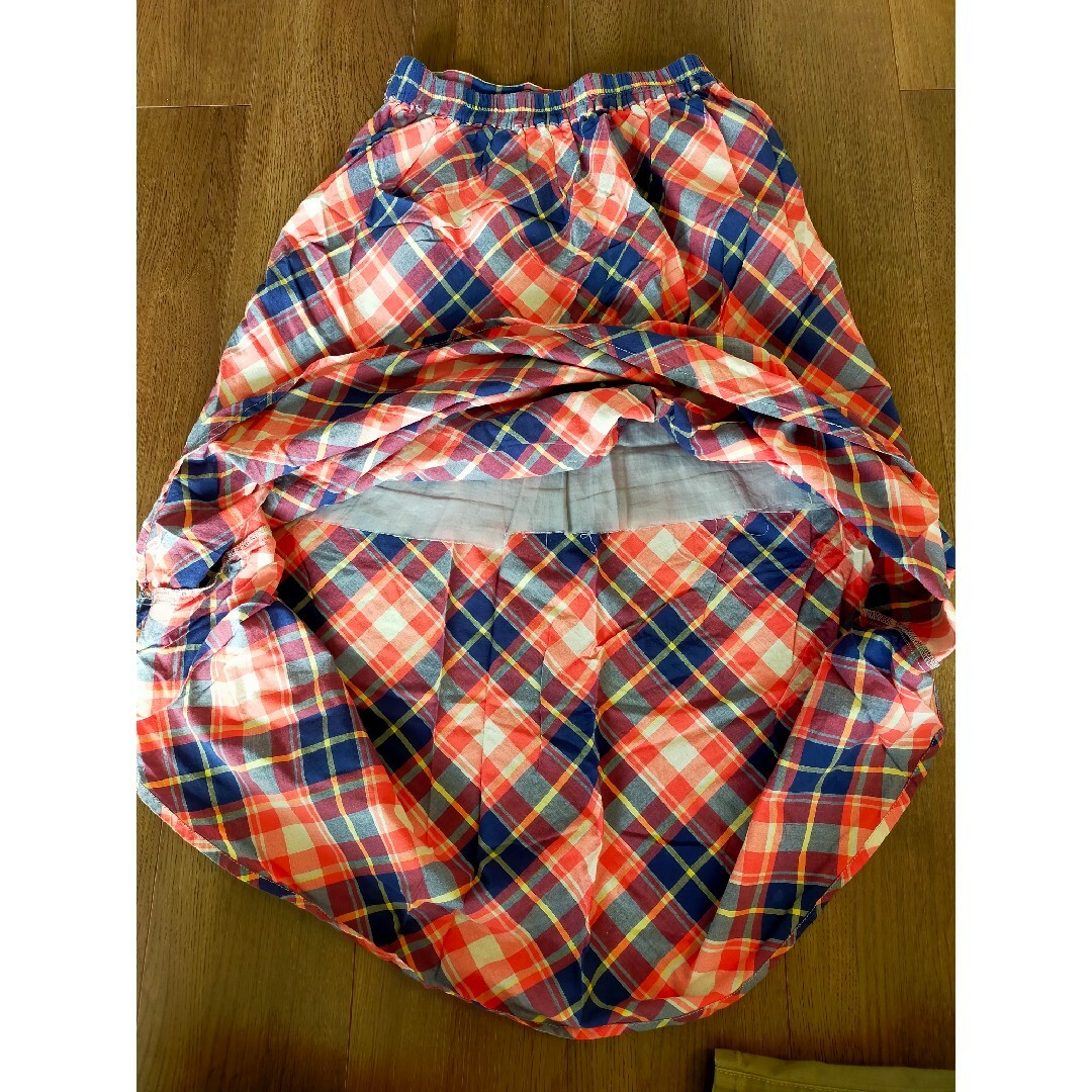 赤　チェック　ロングスカート レディースのスカート(ロングスカート)の商品写真