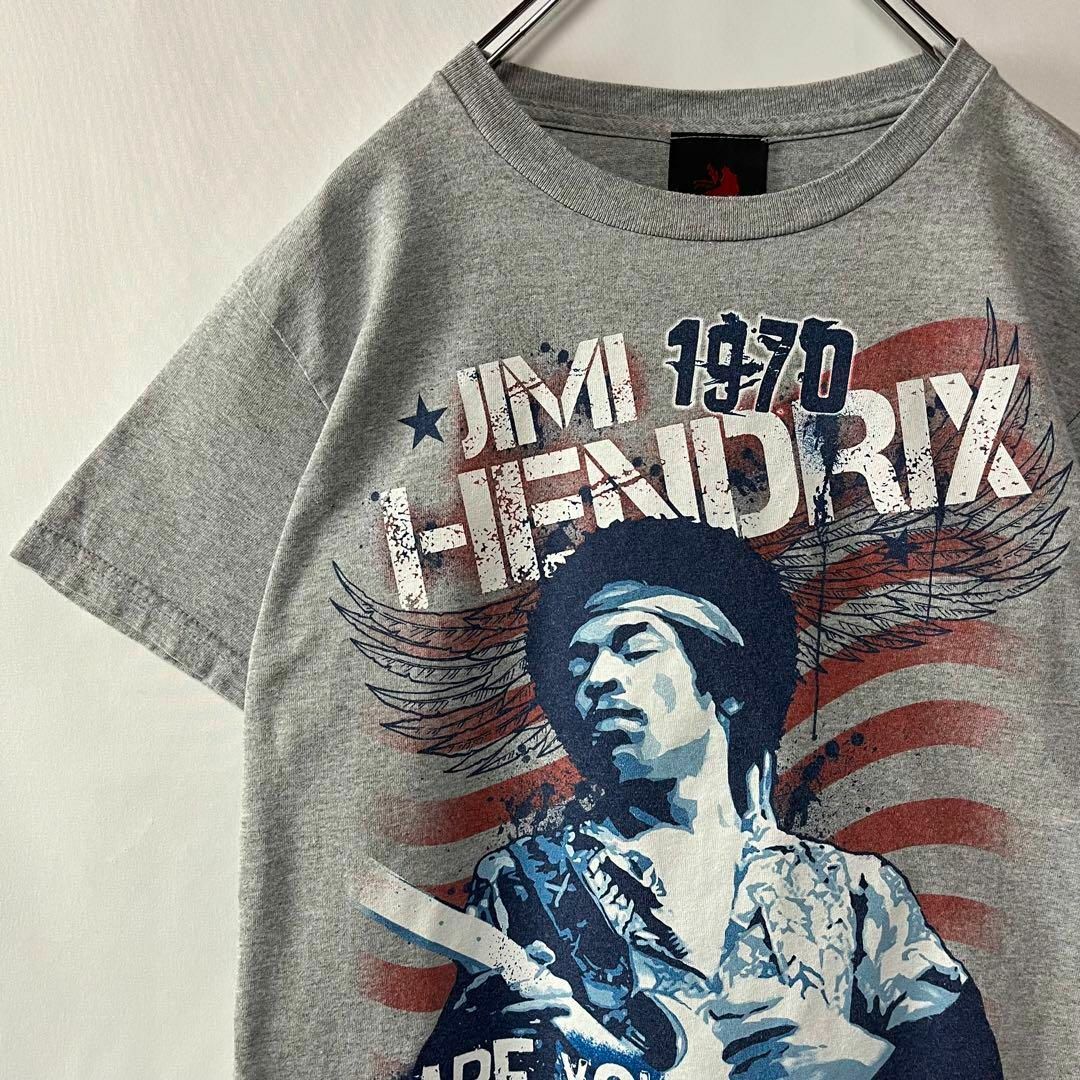 ジミ・ヘンドリクス　Tシャツ　ビッグプリント　グレー　バンドT 古着　ZION メンズのトップス(Tシャツ/カットソー(半袖/袖なし))の商品写真