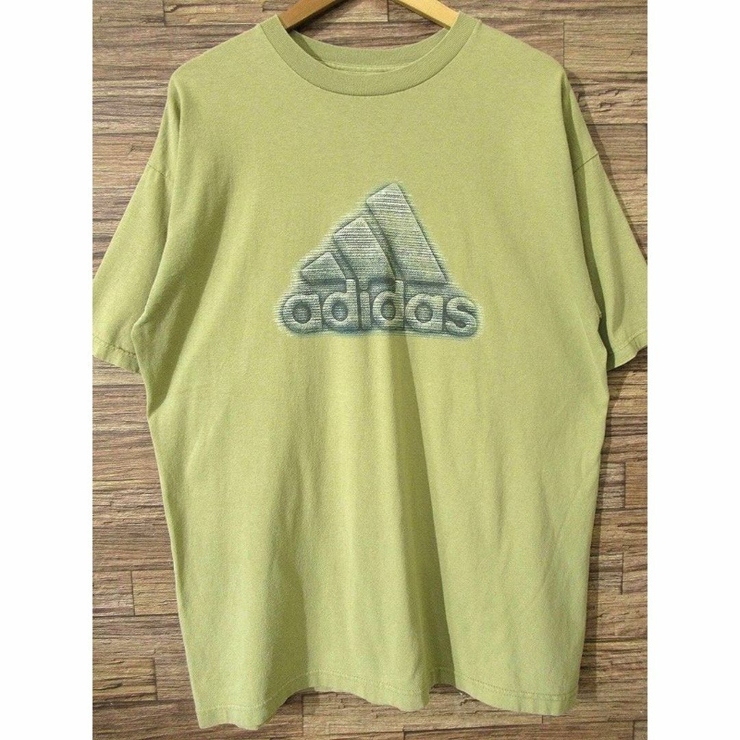 adidas(アディダス)のG② 90s USA製 アディダス ロゴ ビッグ 半袖 Tシャツ カーキ L メンズのトップス(Tシャツ/カットソー(半袖/袖なし))の商品写真