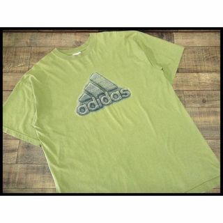 アディダス(adidas)のG② 90s USA製 アディダス ロゴ ビッグ 半袖 Tシャツ カーキ L(Tシャツ/カットソー(半袖/袖なし))