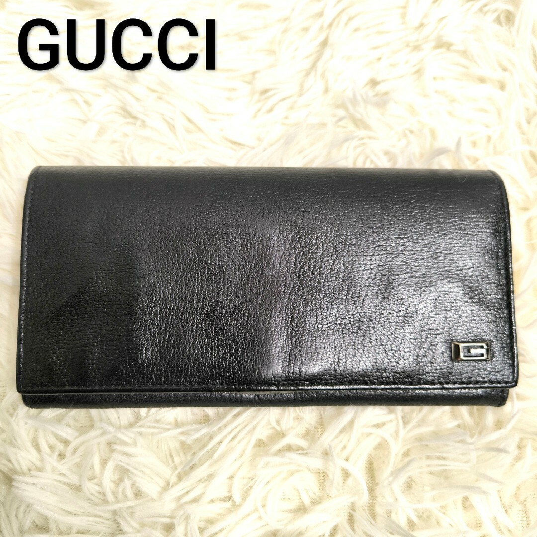 Gucci(グッチ)のグッチ GUCCI スクエアGロゴ 二つ折り長財布 札入れ レザー ブラック メンズのファッション小物(長財布)の商品写真