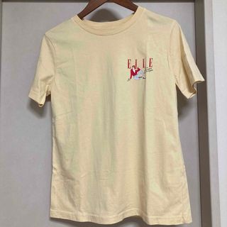 ジーユー(GU)のELLE & GU Tシャツ　クリームイエロー　ロゴ　半袖(Tシャツ(半袖/袖なし))