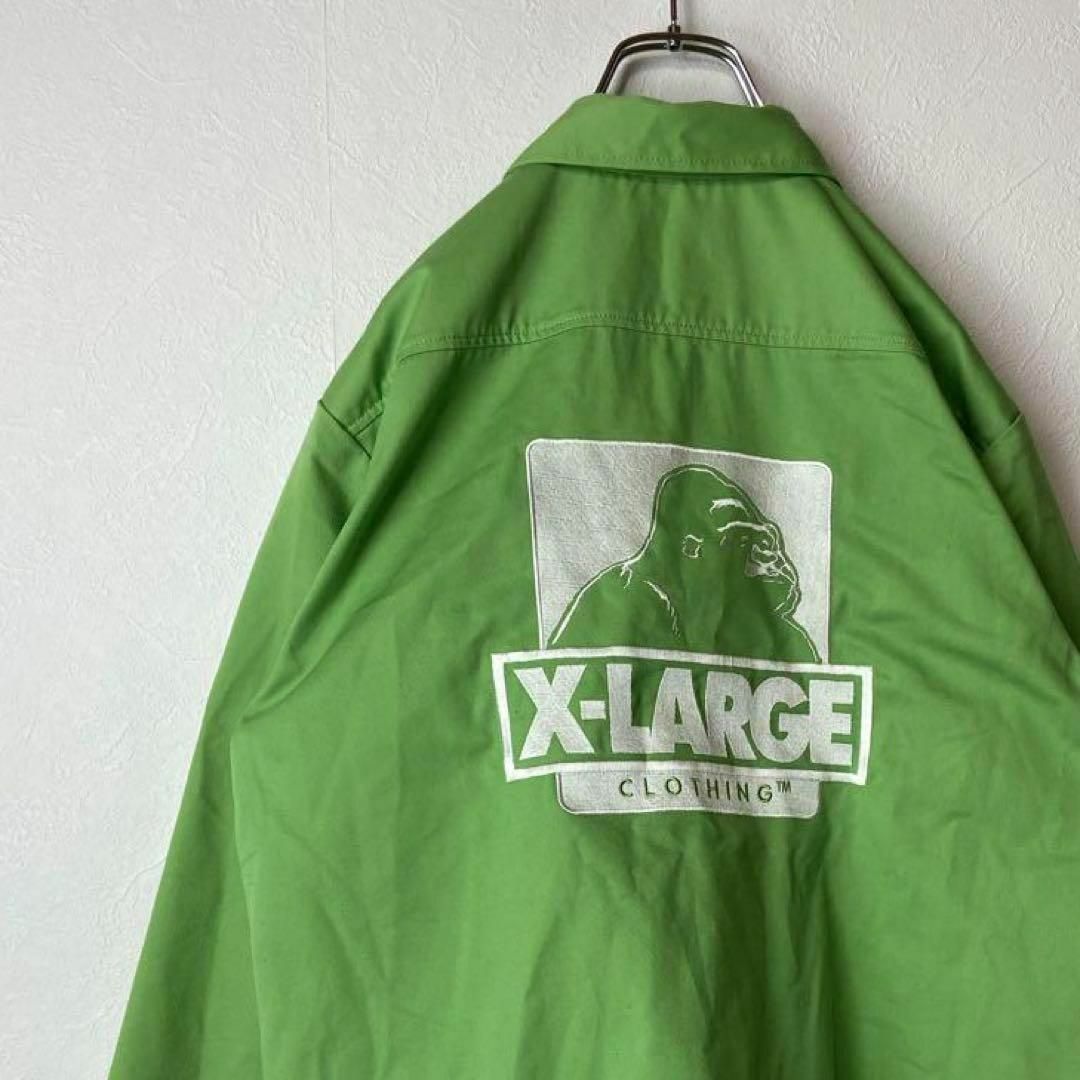 XLARGE(エクストララージ)の【背面ビッグ刺繍ロゴ、人気グリーン】X-LARGEワークシャツ古着抹茶カラーM メンズのトップス(シャツ)の商品写真