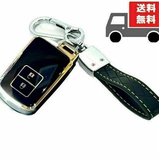 トヨタ(トヨタ)の送料無料キーホルダ付★トヨタ用★キーケース キーカバー★ブラック２ボタン☆③(車内アクセサリ)