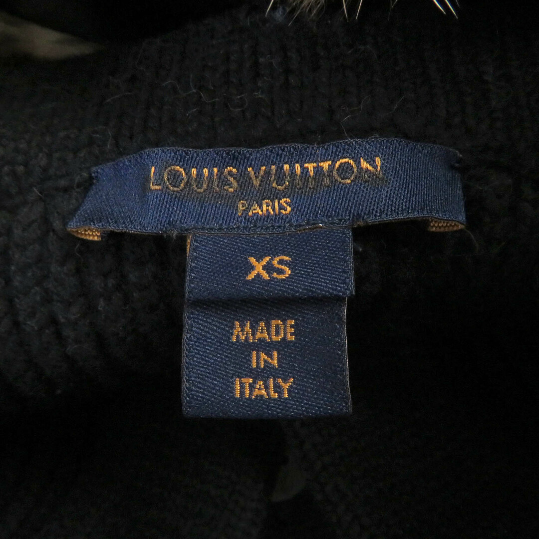 LOUIS VUITTON(ルイヴィトン)の極美品□LOUIS VUITTON ルイヴィトン 襟元ミンクファー ウール カシミヤ レオパード柄 ロゴボタン ニットカーディガン ブラック XS イタリア製 正規品 レディース レディースのトップス(カーディガン)の商品写真