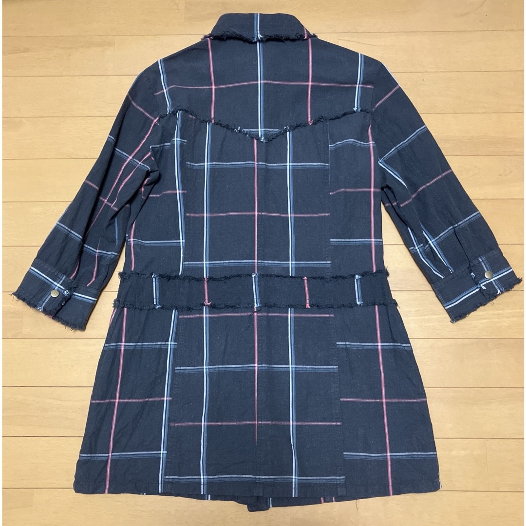七分袖シャツ　ブラック×レッド×ブルー レディースのトップス(シャツ/ブラウス(長袖/七分))の商品写真