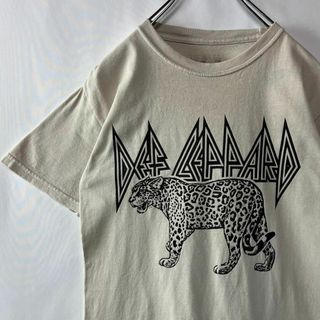 デフ・レパード　プリントTシャツ ベージュ　バンドT メキシコ製　Sサイズ　古着(Tシャツ/カットソー(半袖/袖なし))