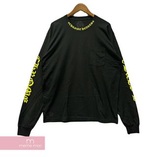 Chrome Hearts - CHROME HEARTS Old English Neck Logo Neon Yellow L/S Tee クロムハーツ オールドイングリッシュネックロゴネオンイエローロングスリーブTシャツ 長袖カットソー ロンT ポケT 袖ロゴ ブラック サイズXL 【240429】【新古品】【me04】