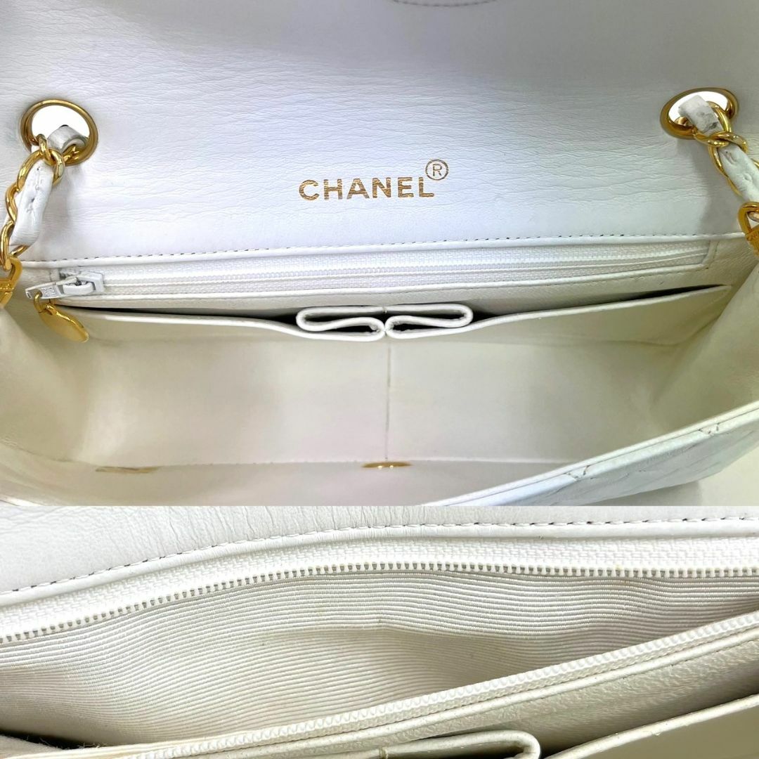 CHANEL - シャネル フルフラップ マトラッセ 白 ラムスキン CHANEL - シャネル フルフラップ マトラッセ 白 ラムスキン