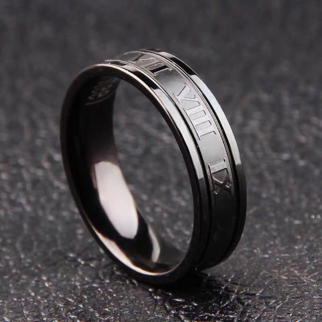 ブラックローマ字リング ステンレスリング ステンレス指輪 メンズのアクセサリー(リング(指輪))の商品写真