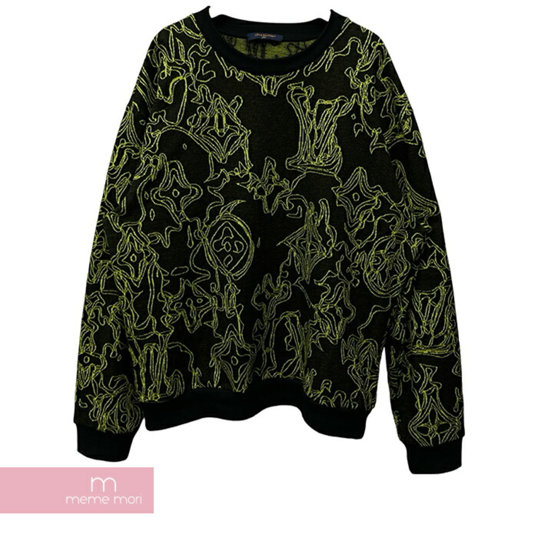 LOUIS VUITTON(ルイヴィトン)のLOUIS VUITTON 2023AW Monogram Cotton Crew Neck 1ABJ91 ルイヴィトン モノグラム コットンクルーネック ニットセーター 総柄 ブラック×ネオングリーン サイズXXL【240429】【新古品】【me04】 メンズのトップス(ニット/セーター)の商品写真