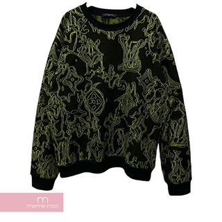 ルイヴィトン(LOUIS VUITTON)のLOUIS VUITTON 2023AW Monogram Cotton Crew Neck 1ABJ91 ルイヴィトン モノグラム コットンクルーネック ニットセーター 総柄 ブラック×ネオングリーン サイズXXL【240429】【新古品】【me04】(ニット/セーター)