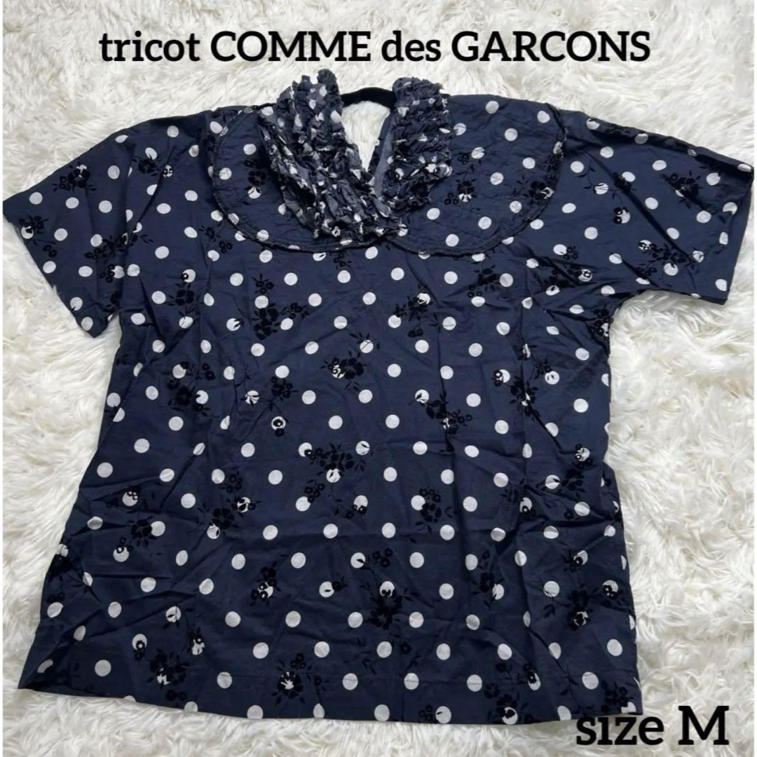 tricot COMME des GARCONS(トリココムデギャルソン)のtricot COMME des GARCONS ドットフリル 半袖ブラウス   レディースのトップス(シャツ/ブラウス(半袖/袖なし))の商品写真