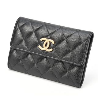 シャネル / CHANEL 　マトラッセ ミディアム フラップ ウォレット 　AP2963　キャビアスキン　ブラック/ゴールド 　【中古】 商品番号 S-155522(財布)