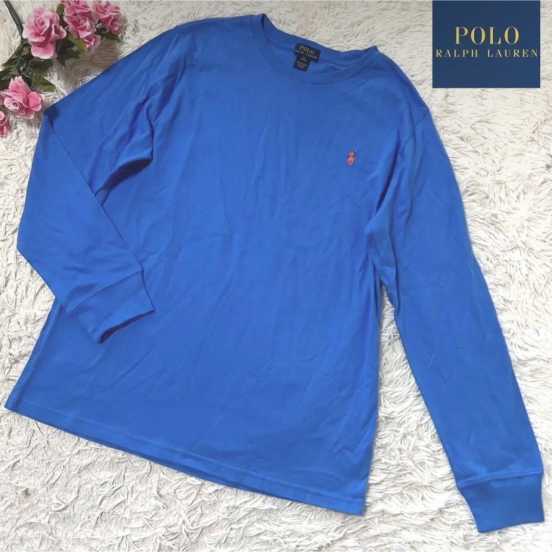 POLO RALPH LAUREN(ポロラルフローレン)の【美品】ポロラルフローレン  ロンT ブルー　水色　キッズXL メンズM メンズのトップス(Tシャツ/カットソー(七分/長袖))の商品写真